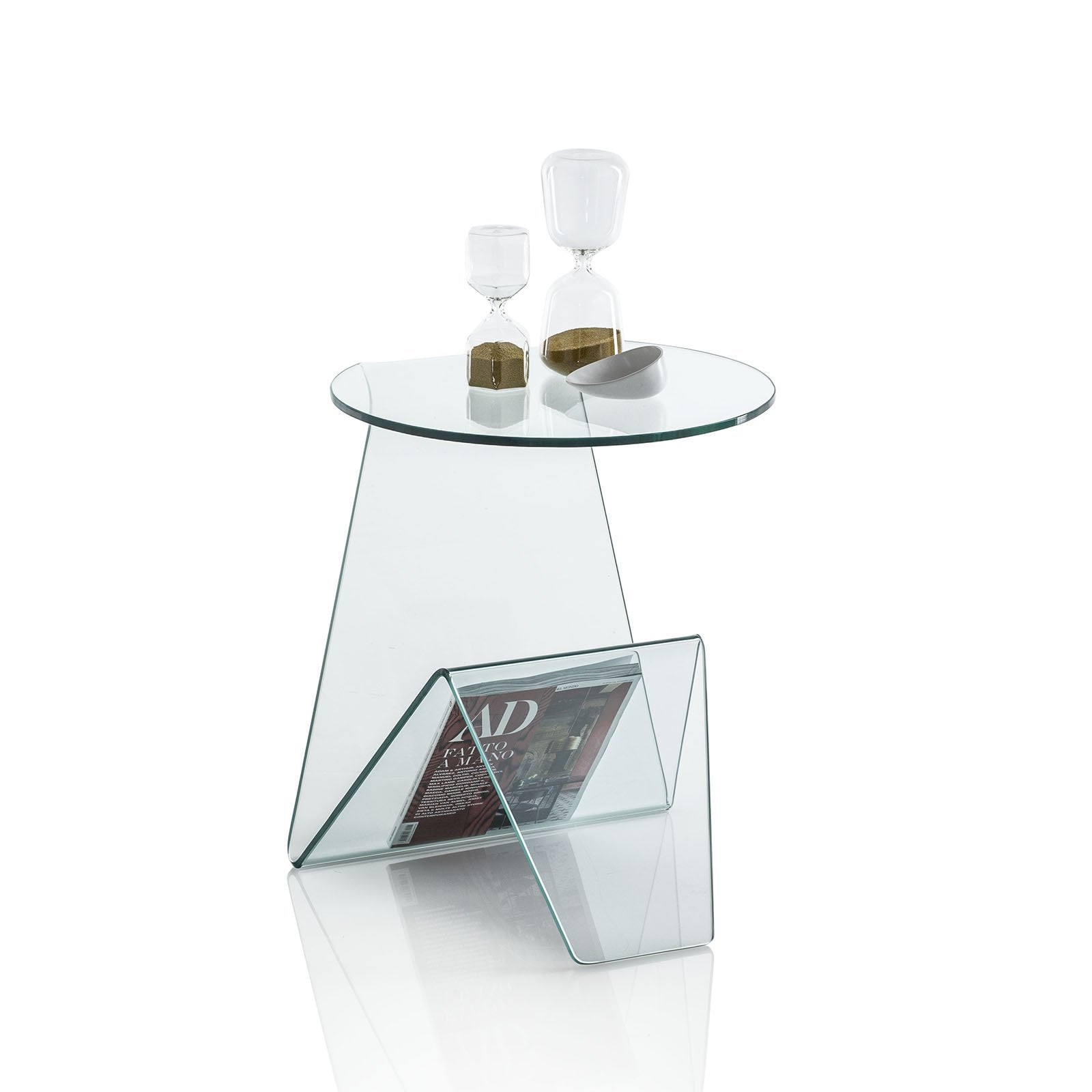 Tavolino porta riviste in vetro curvato Glass - Gruppo Perrone