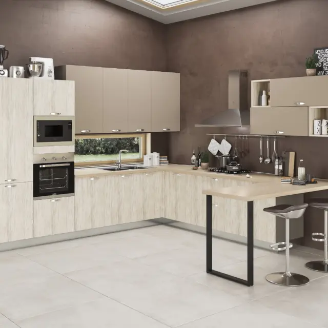 Cucina angolare con penisola Anta Mira