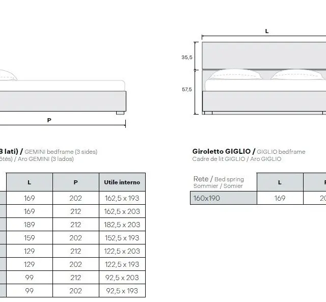 Alternative view of Letto Metiz con giroletto Gemini
